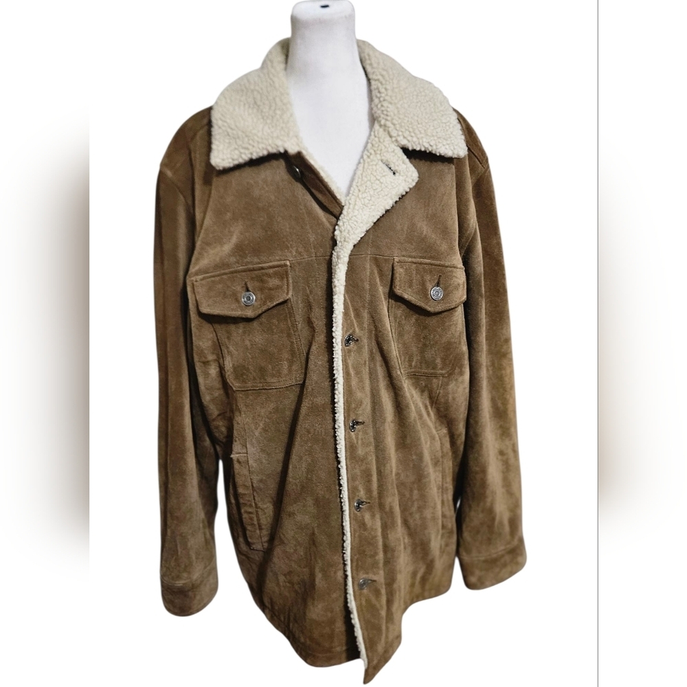 GAP Brown Suede Jacket with Cream Sherpa Collar